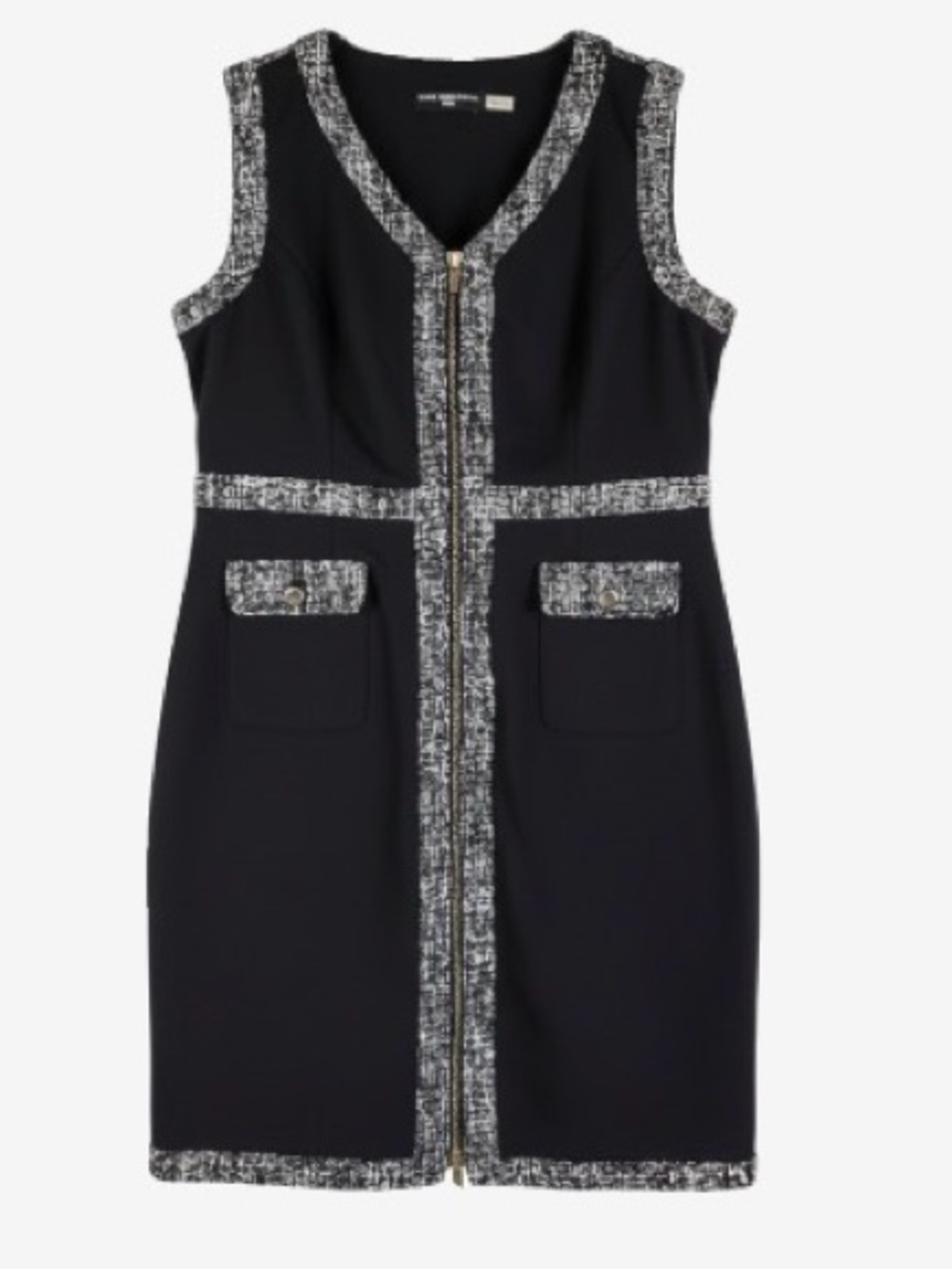 🛍️ Karl Lagerfeld Dress with Tweed Trim and Gold Zip. Size 8.